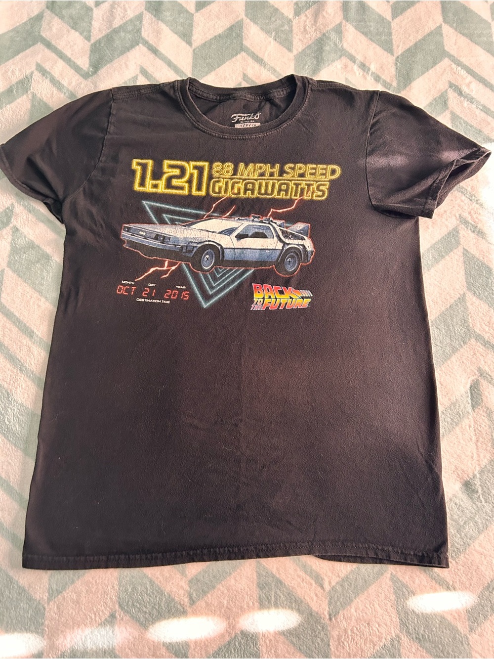 Funko Black Back to the Future DeLorean Graphic Tee with Yellow Accents